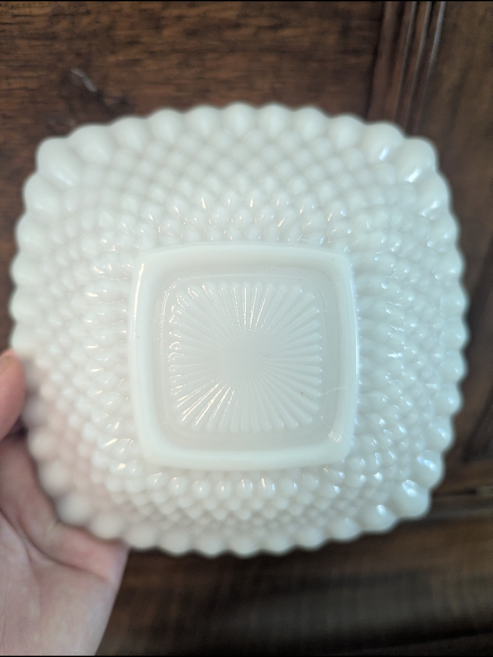 Milk Glass Hobnail Square Berry Bowls – Set of 4